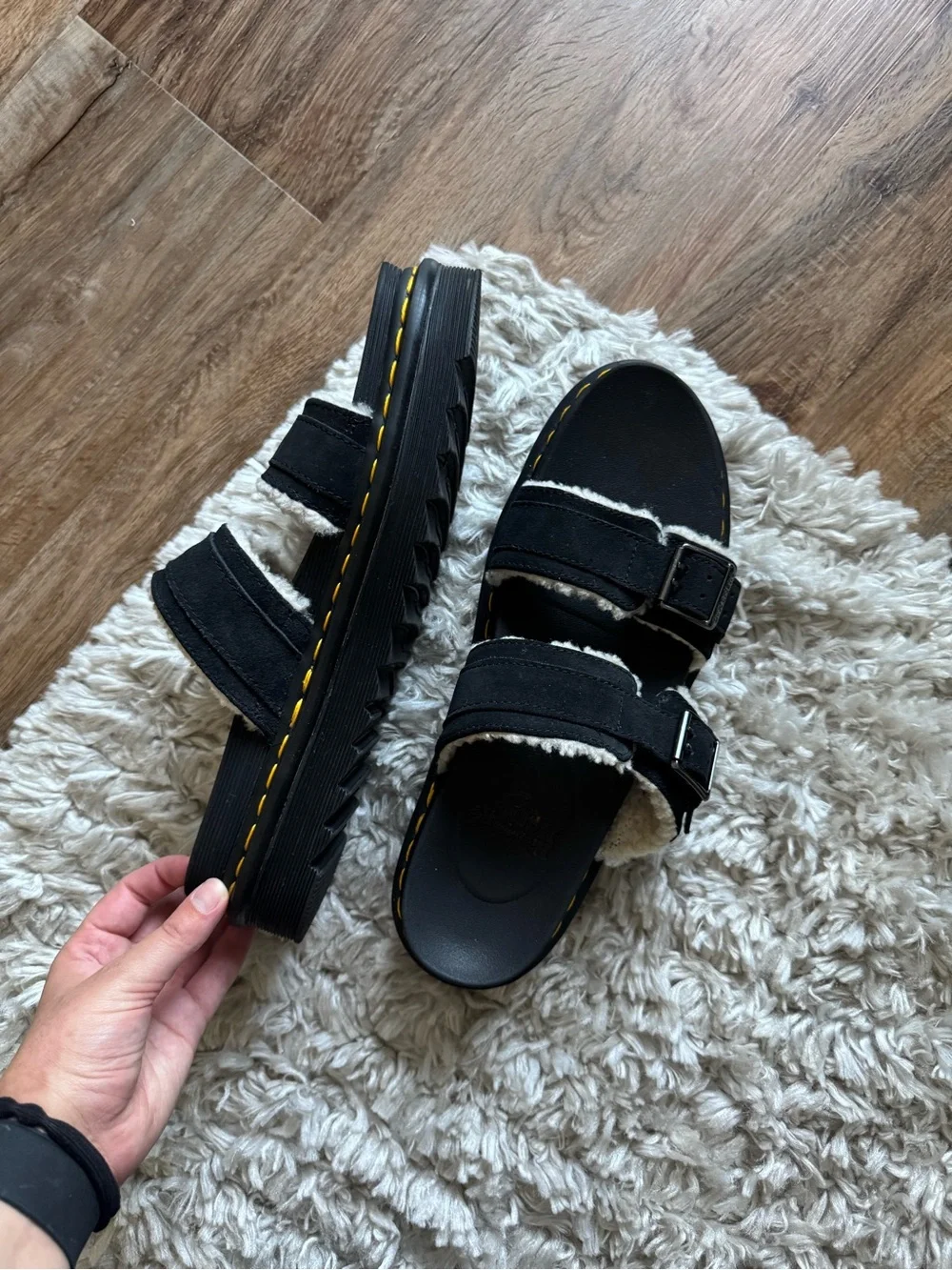 Dr. Martens Black Fleece Lined Sandals